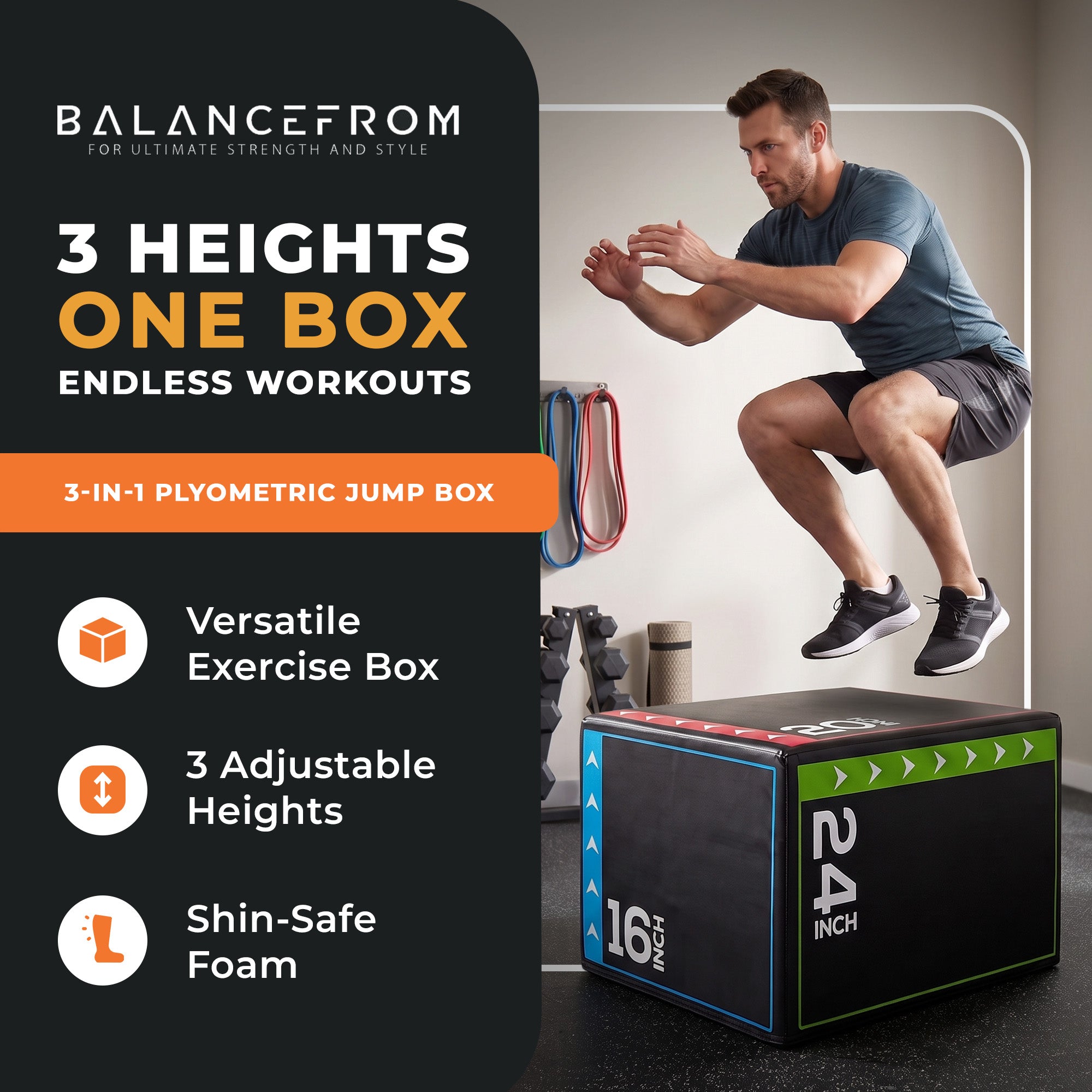 BalanceFrom 10lb Versatile 3 in 1 Plyometric Jumping Exercise Box (Open Box)