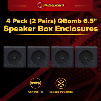 QPower QBomb 6.5" Bedliner Spray Car Speaker Box Enclosures, Pair (2 Pack)