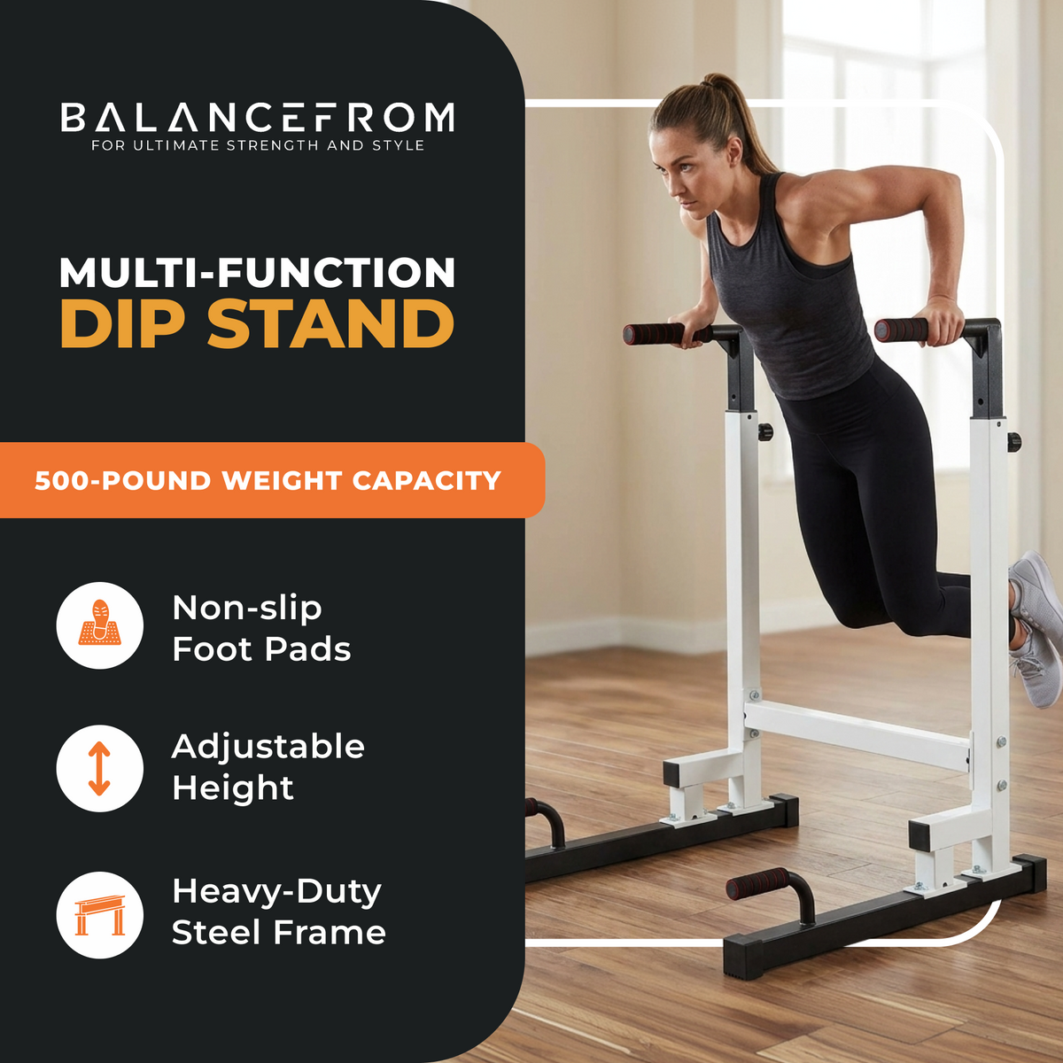 BalanceFrom Multi Function Home Gym Exercise Dip Stand, 500lb Capacity (Used)