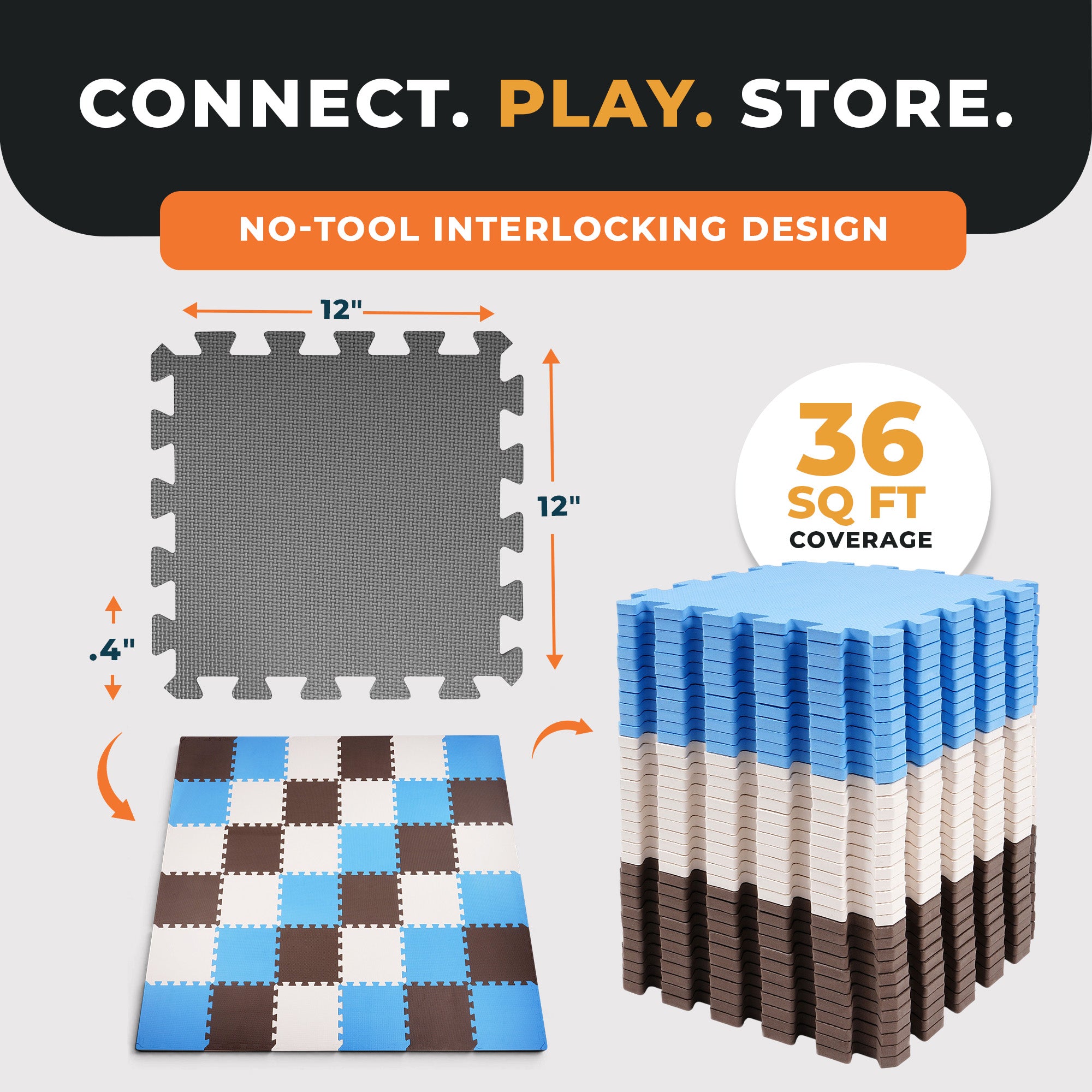 BalanceFrom Fitness 36 Tile Thick Interlocking Puzzle Foam Exercise Play Mat