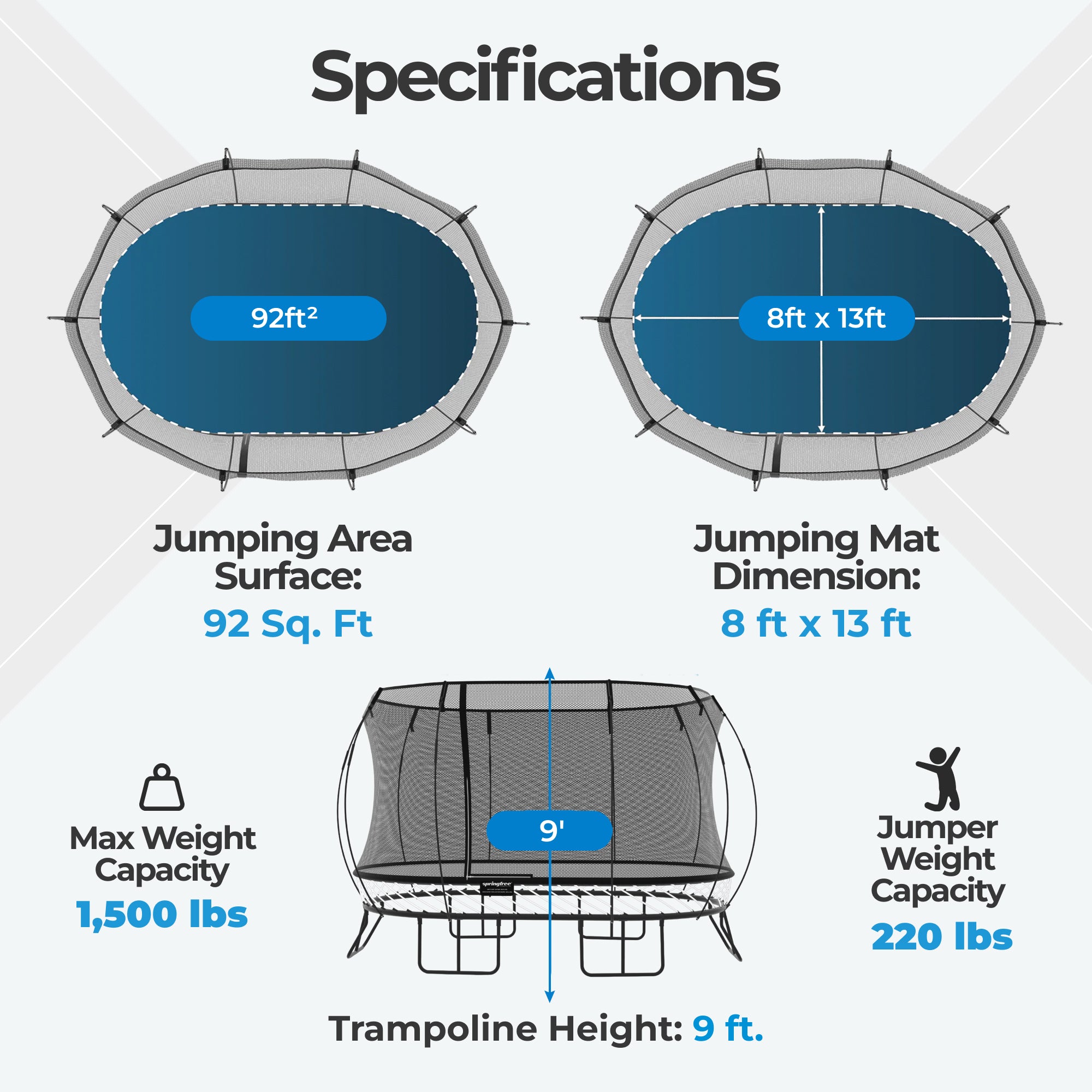 Springfree Trampoline Kids Oval 8 x 13 Ft Trampoline & FlexrHoop Basketball Game