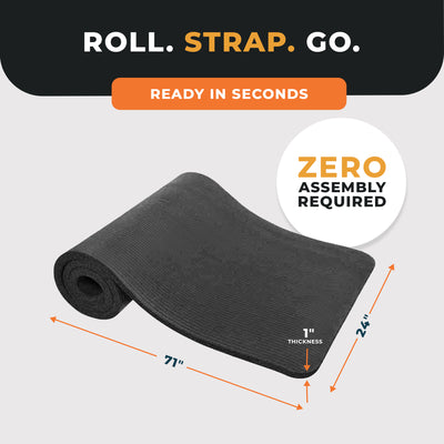 BalanceFrom Fitness 71x24in Anti Tear Yoga Mat with Strap, Black (Open Box)