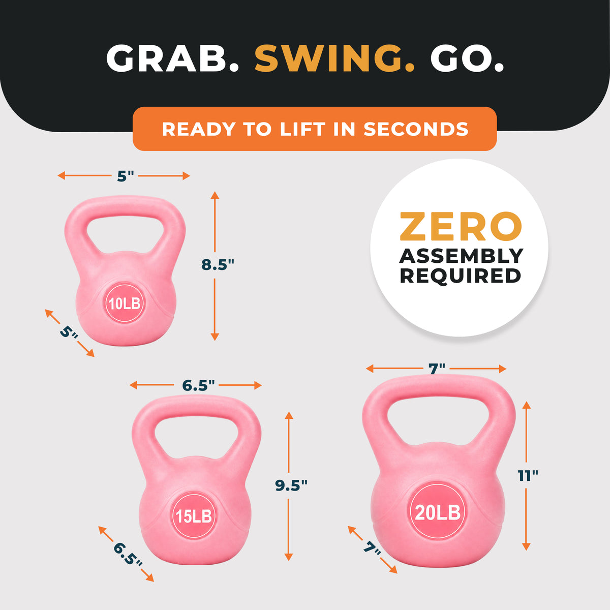 BalanceFrom Sand-Filled Kettlebell Exercise Weights, Set of 10, 15, and 20 lb