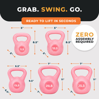 BalanceFrom Sand-Filled Kettlebell Exercise Weights Set of 5, 10, 15, 20 & 25 lb
