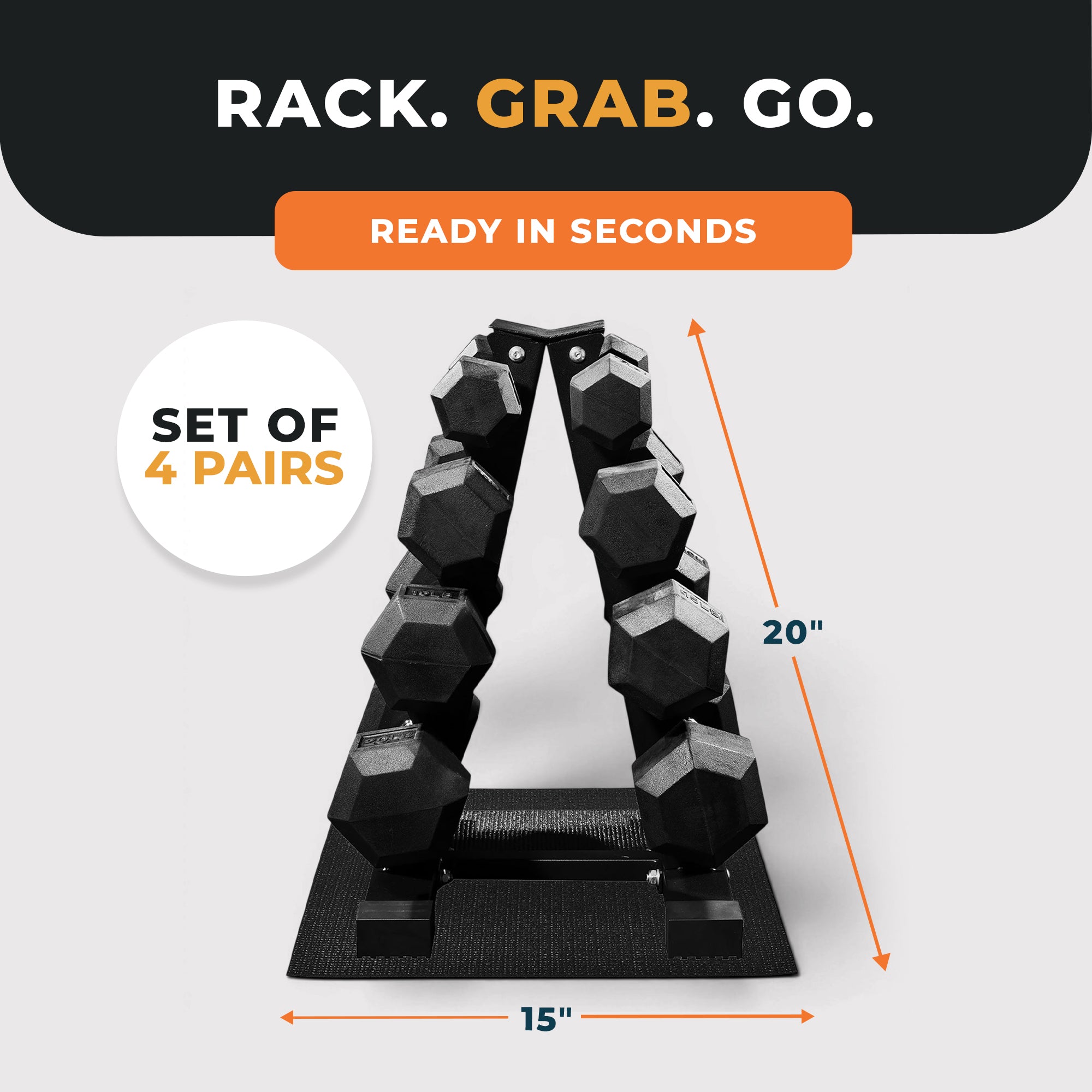 BalanceFrom Dumbbell Set with Stand, Rubber Encased Home Gym Hand Weights, 100lb