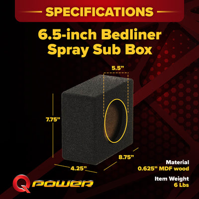 QPower QBomb 6.5" Bedliner Spray Car Speaker Box Enclosures, Pair (2 Pack)
