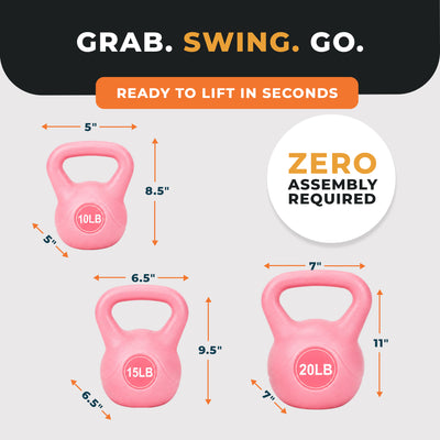 BalanceFrom Sand-Filled Kettlebell Exercise Weights, Set of 10, 15, and 20 lb