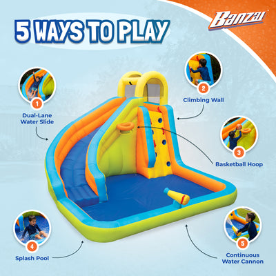 Banzai Splash 'N Blast Kids Inflatable Water Slide Splash Park (Damaged)