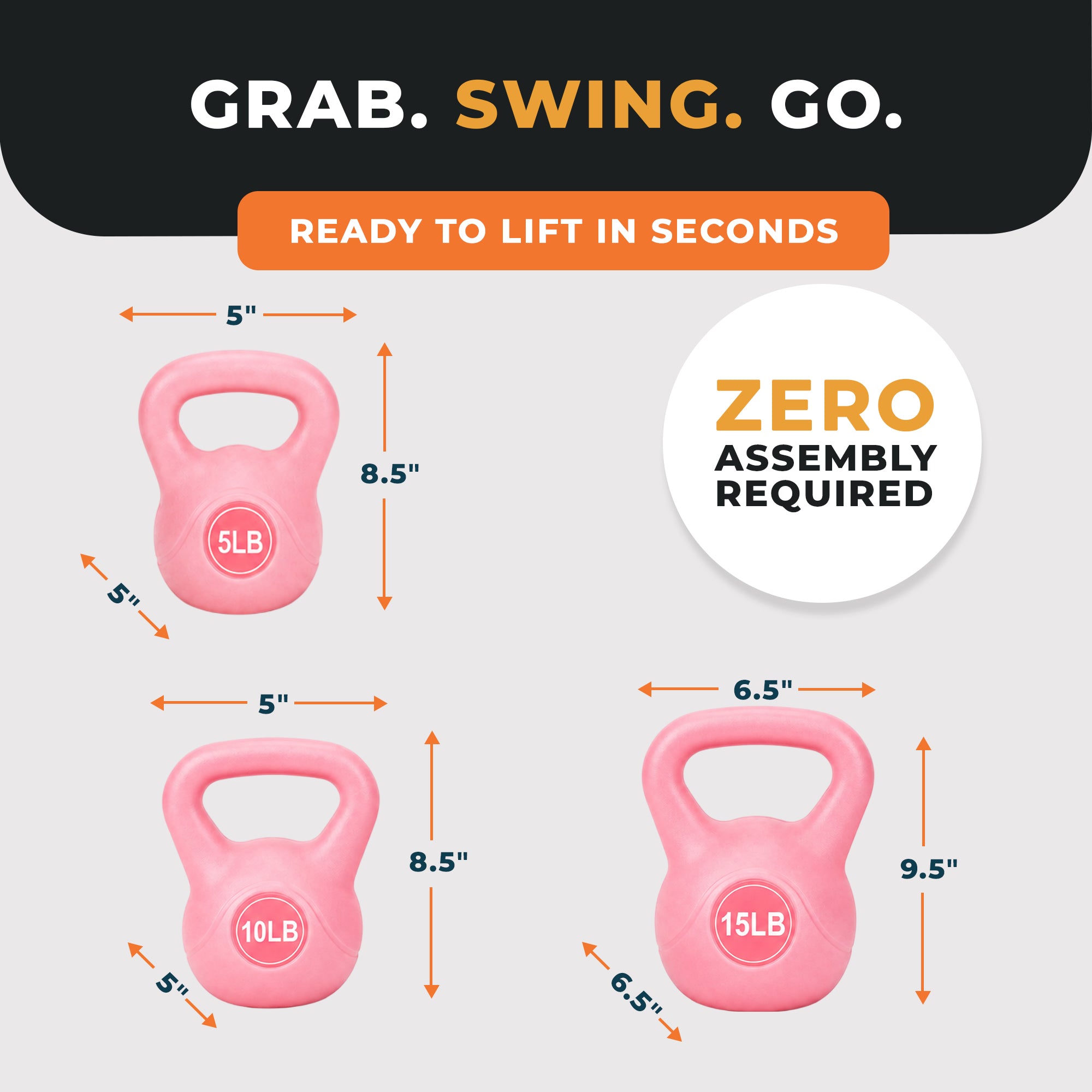 BalanceFrom Sand-Filled Kettlebell Exercise Weights, Set of 5, 10, and 15 lb