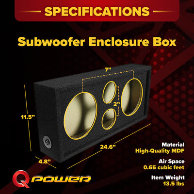 Q Power Car Audio Subwoofer Enclosure Box for 8 Inch Mids and 3 Inch Tweeters - VMInnovations