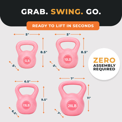 BalanceFrom Sand-Filled Kettlebell Exercise Weights, Set of 5, 10, 15, and 20 lb