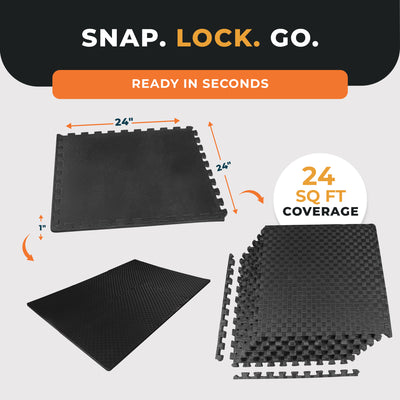 BalanceFrom Fitness Foam Interlocking Exercise Floor Mat, 24 Square Feet (Used) - VMInnovations