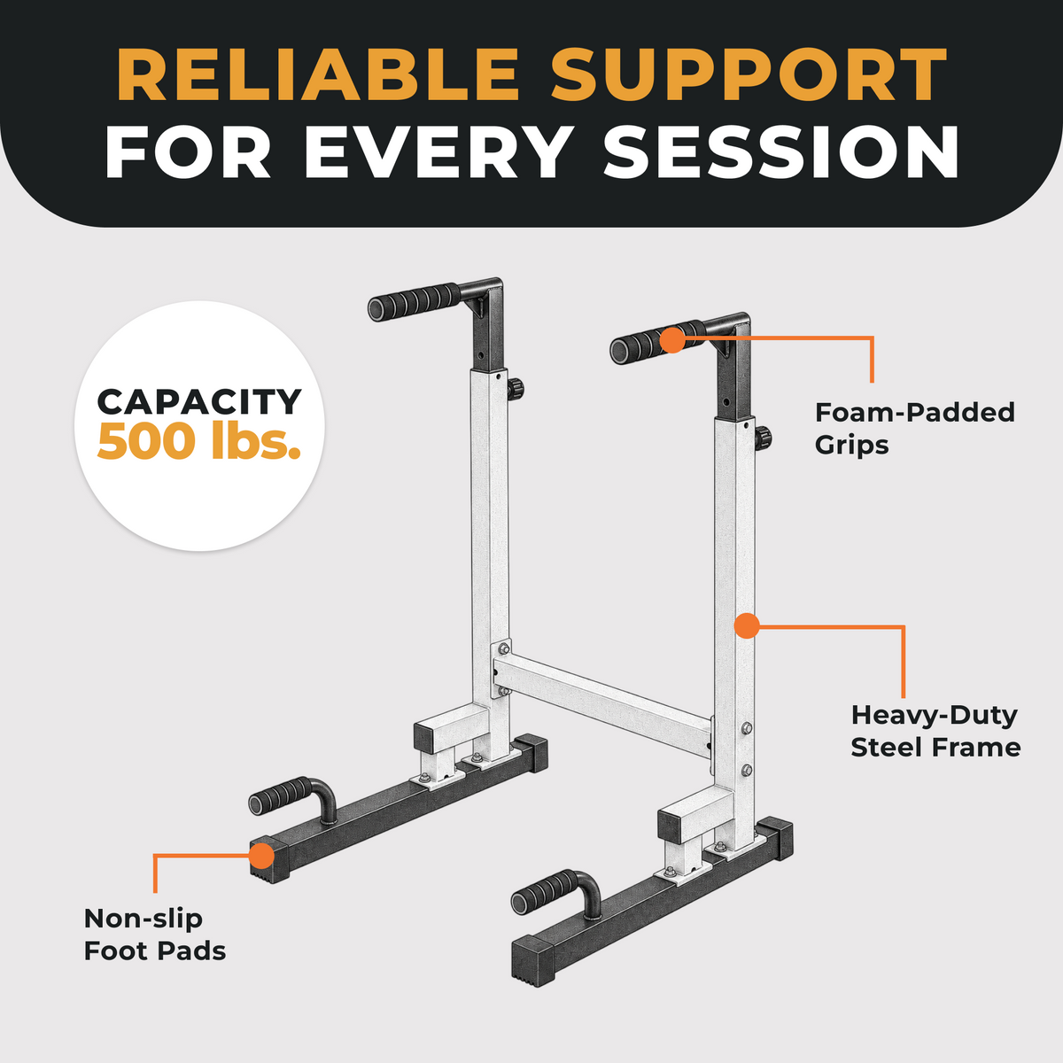BalanceFrom Multi Function Home Gym Exercise Dip Stand, 500lb Capacity, White