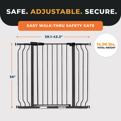 BalanceFrom Walk Thru Safety Gate, Fits 29.1-43.3" Openings, 36” Tall(Open Box)