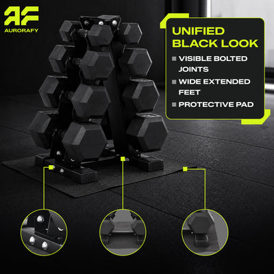 Aurorafy Rubber Encased Training Hex Dumbbell Set, 5lb, 10lb, 15lb, 20lb Pairs