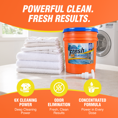 Ultra Fresh 6X Platinum 5 Gal Laundry Detergent, Up to 640 Loads, Original Blue