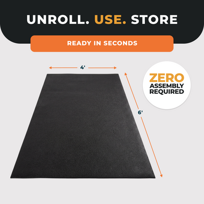 BalanceFrom High-Density Home Gym Equipment Mat, 1/4-Inch PVC Protective Floor Mat for Treadmills, Exercise Bikes, and Fitness Machines, 6' x 4'