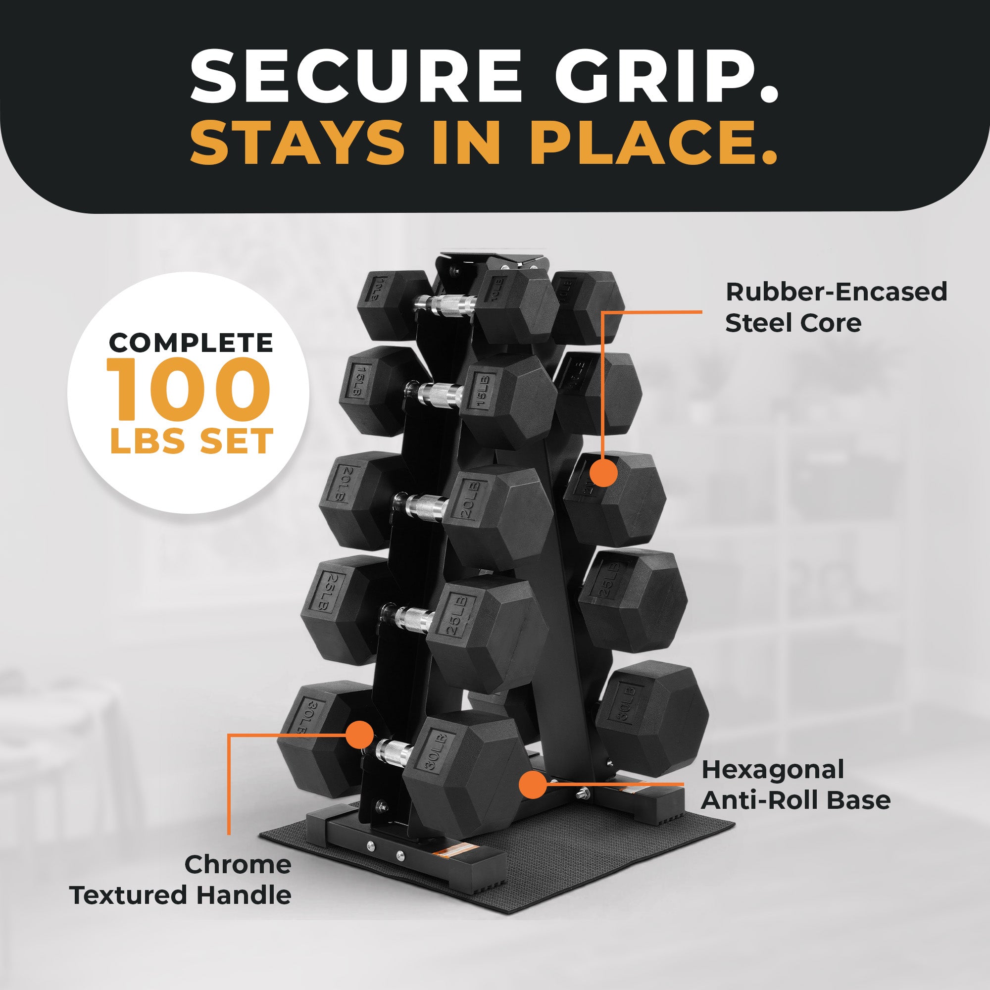 BalanceFrom Dumbbell Weight Set with Storage Rack with Pair of 10, 15, 20, 25, 30 lbs