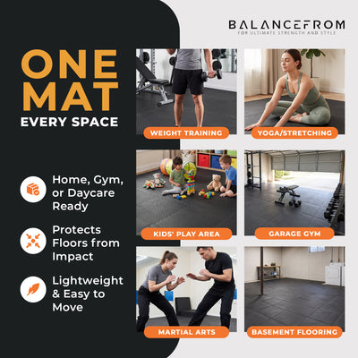 BalanceFrom Fitness 72 Sq Ft EVA Foam Exercise Mat Tiles, Black (Open Box)
