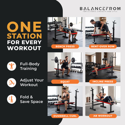 BalanceFrom Multifunctional Adjustable Workout Station w/Squat Rack(Used)