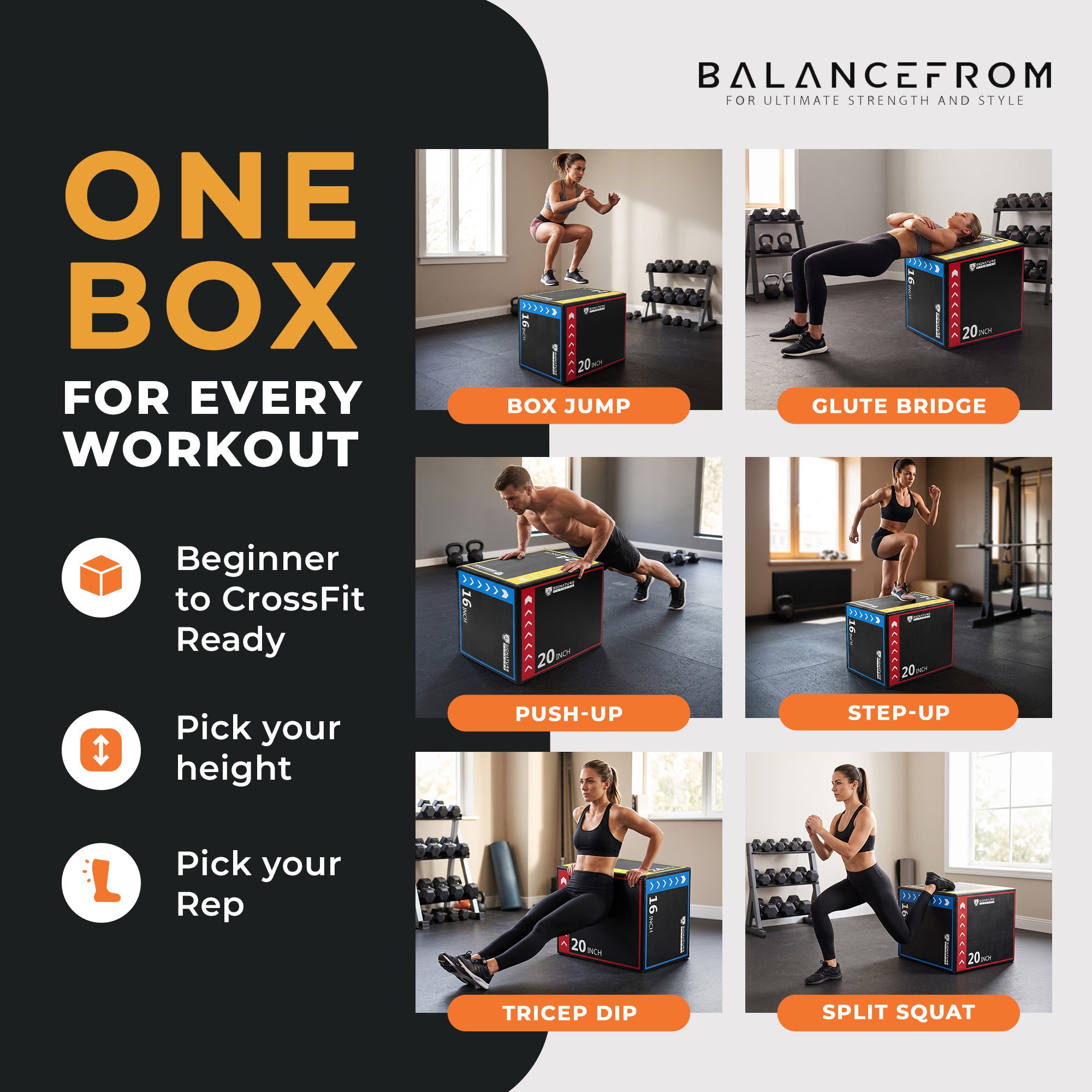 BalanceFrom 3-in-1 Foam Plyometric Jump Box, Workout Platform (Open Box)