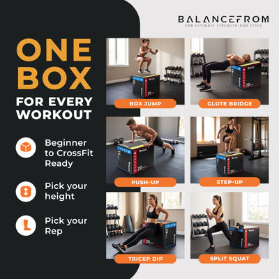 BalanceFrom 3-in-1 Foam Plyometric Jump Box, Workout Platform (Open Box)