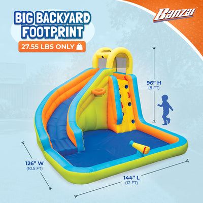 Banzai Splash 'N Blast Kids Inflatable Water Slide Splash Park (Damaged)