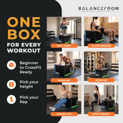 BalanceFrom Fitness 16 Pound Versatile 3 in 1 Plyometric Jumping Exercise Box