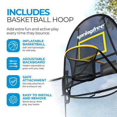 Springfree Trampoline Kids Square 13 Foot Trampoline & FlexrHoop Basketball Game
