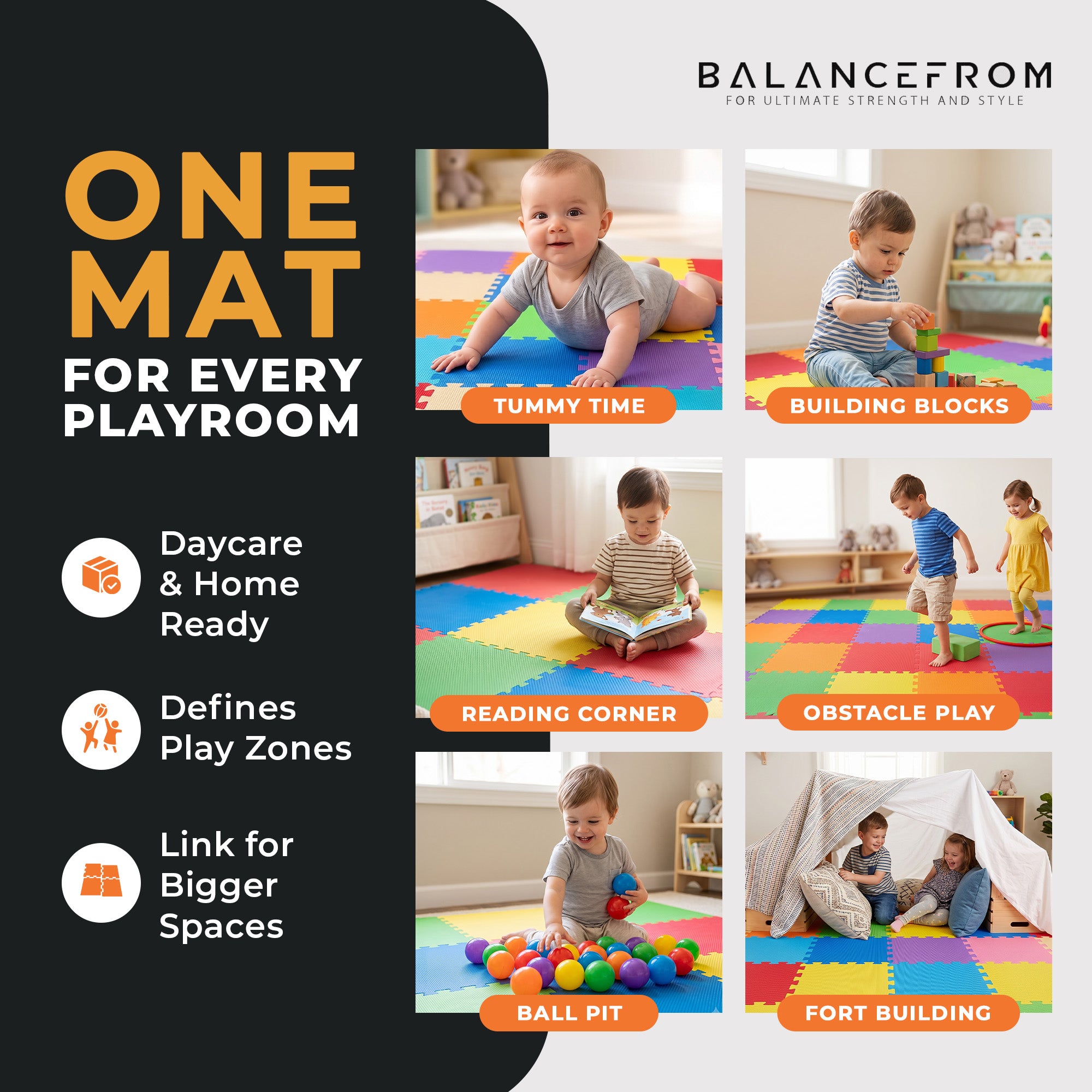 BalanceFrom 9 Color Thick Interlocking Puzzle Foam Play Mats, 36 SqFt(Open Box) - VMInnovations