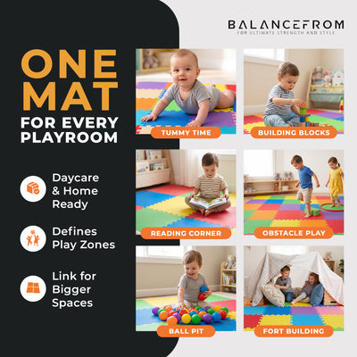 BalanceFrom 9 Color Thick Interlocking Puzzle Foam Play Mats, 36 SqFt(Open Box) - VMInnovations