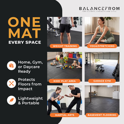 BalanceFrom Fitness 96 Sq Ft EVA Foam Exercise Mat Tiles, Black (For Parts)