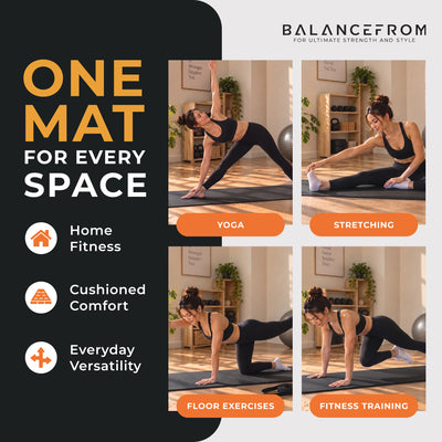 BalanceFrom Yoga Mat, 1" Extra Thick Exercise Pilates Mat, Graphite (Open Box) - VMInnovations