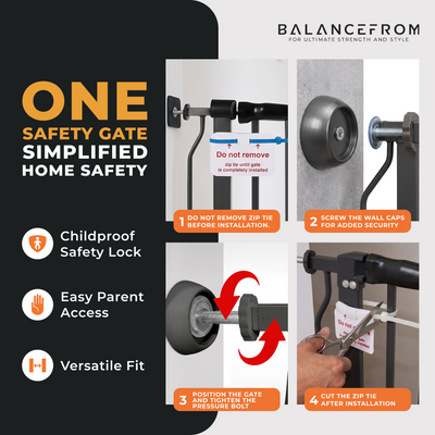 BalanceFrom Walk Thru Safety Gate, Fits 29.1-43.3" Openings, 36” Tall(Open Box)