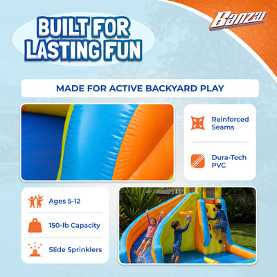 Banzai Splash 'N Blast Kids Inflatable Water Slide Splash Park (Damaged)