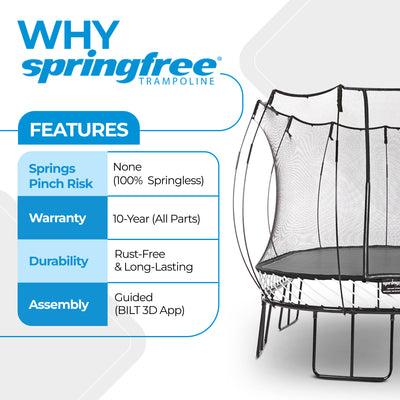 Springfree Trampoline Kids Square 13 Foot Trampoline & FlexrHoop Basketball Game