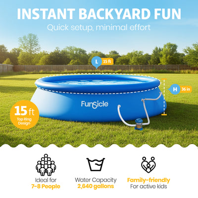 Funsicle QuickSet Inflatable Ring Top Outdoor Above Ground Pool w/Pump(Open Box)