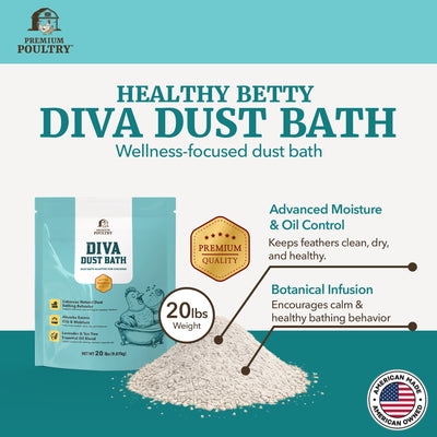 Premium Poultry Diva Dust Bath with Lavender & Tea Tree, Chicken Coop, 20 Lb Bag