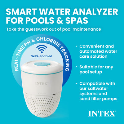 INTEX Smart Pool Water Analyzer with App for Saltwater System & Sand Filter Pump