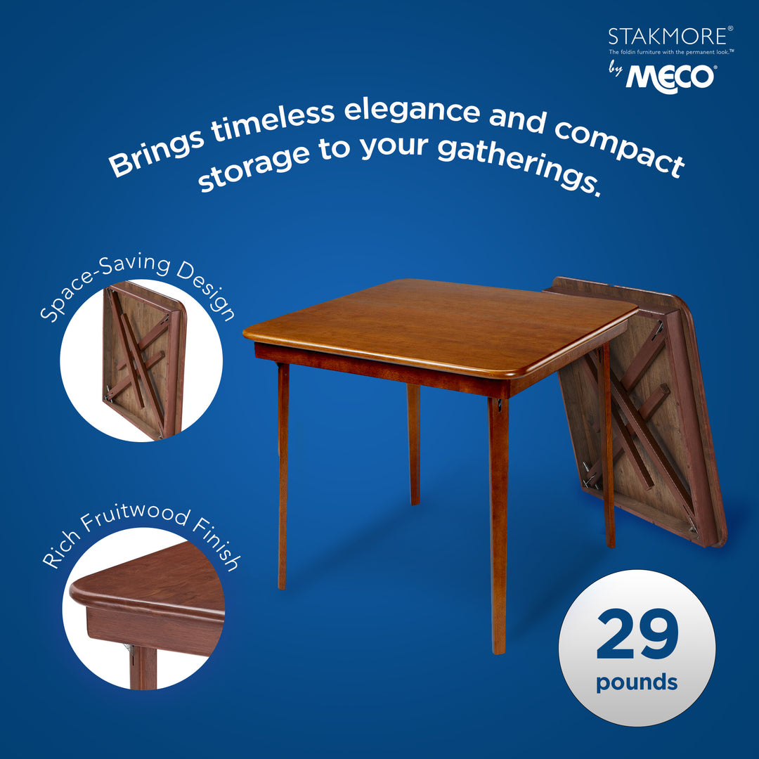 MECO Classic Straight Edge Wood Folding Card Table, Fruitwood Frame (Open Box)