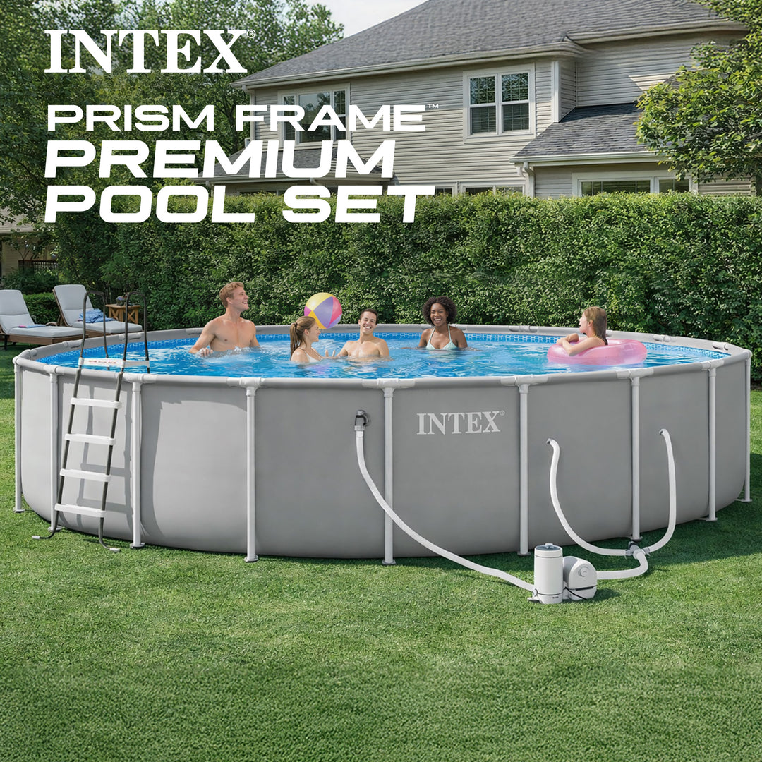 Intex Prism Frame 20ft x 52in Above Ground Pool, Lounger Float (2 Pack) & Cooler