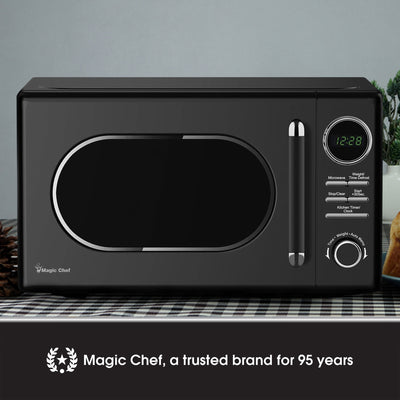 Magic Chef 0.7 Cubic Feet 700 Watt Classic Retro Microwave, Black (Damaged)