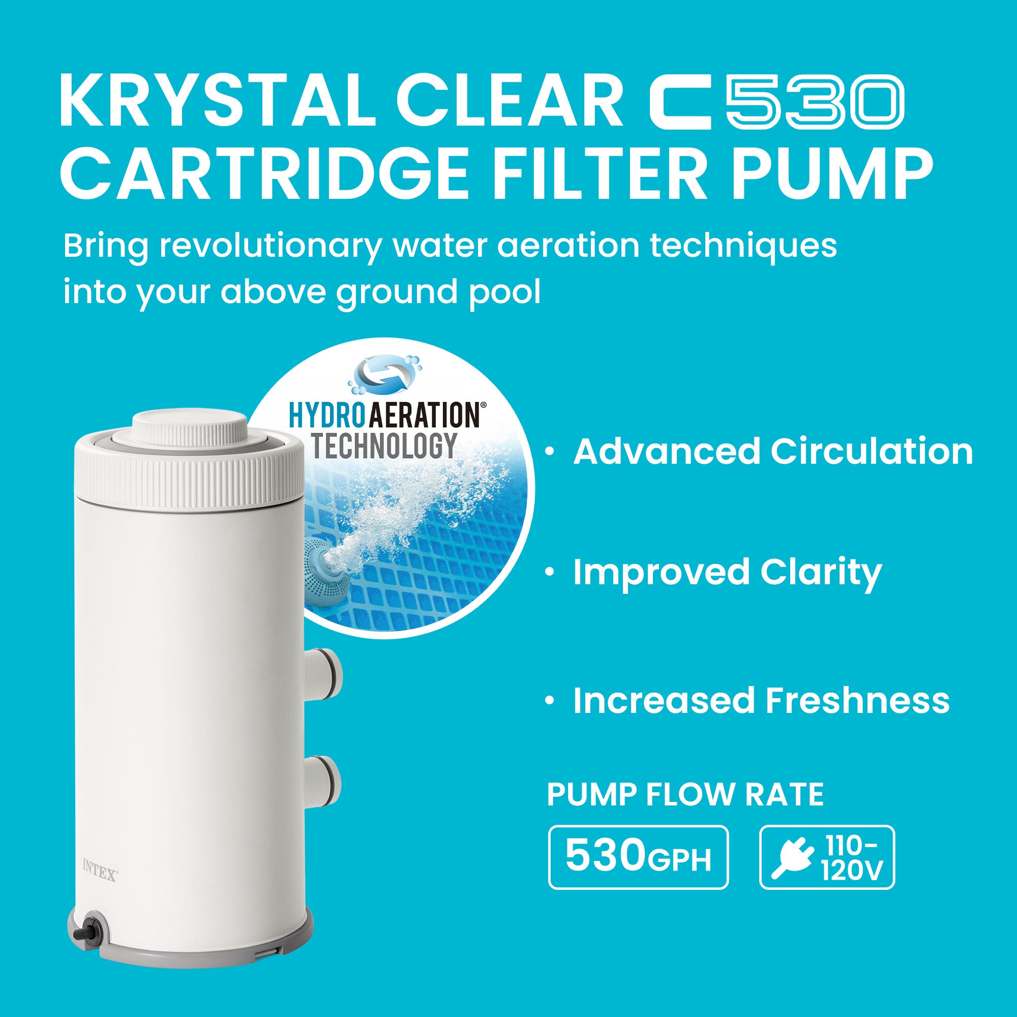INTEX C530 Cartridge Filter Pump for Above Ground Pools, 530 GPH Pump Flow Rate