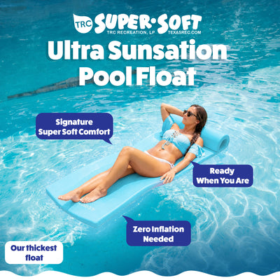 TRC Recreation Ultra Sunsation 2.5 Inch Thick Foam Pool Float Mat, Tropical Teal