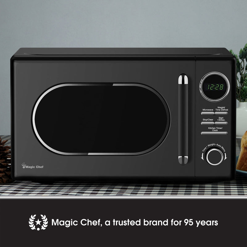 Magic Chef 0.7 Cubic Feet 700 Watt Classic Retro Microwave, Black (Used)