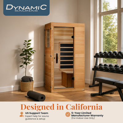 Dynamic Saunas Elite 1 Person Compact Ultra Low EMF FAR Infrared Home Sauna