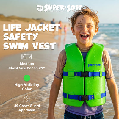 TRC Recreation Super Soft Child Life Jacket Swim Vest, Medium, Fierce Green - VMInnovations