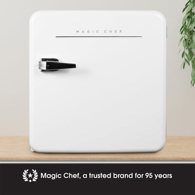 Magic Chef 1.6 Cubic Feet Retro Style Mini Fridge with Interior LED Light, White - VMInnovations
