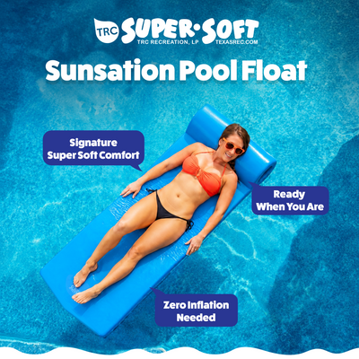 TRC Recreation Sunsation 1.75" Thick Foam Lounger Float, Bahama Blue (Open Box) - VMInnovations