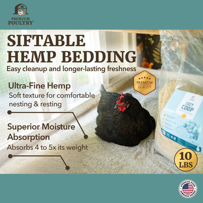 10 Lb Bag Hemp Cozy Coop Siftable Chicken Bedding for Coops (Open Box) - VMInnovations